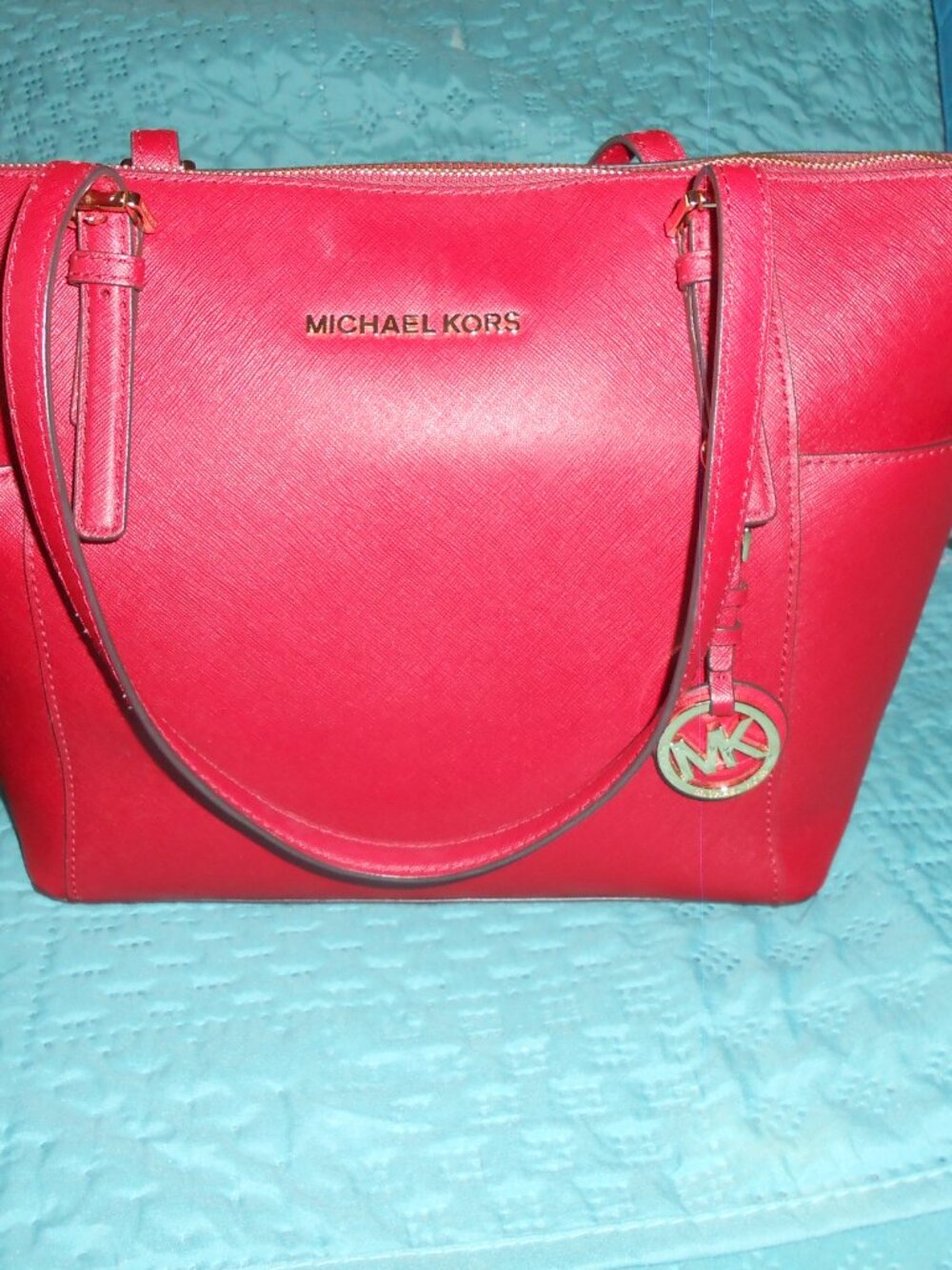 Michael Kors Saffiano Leather Tote Cherry red color medium VGC